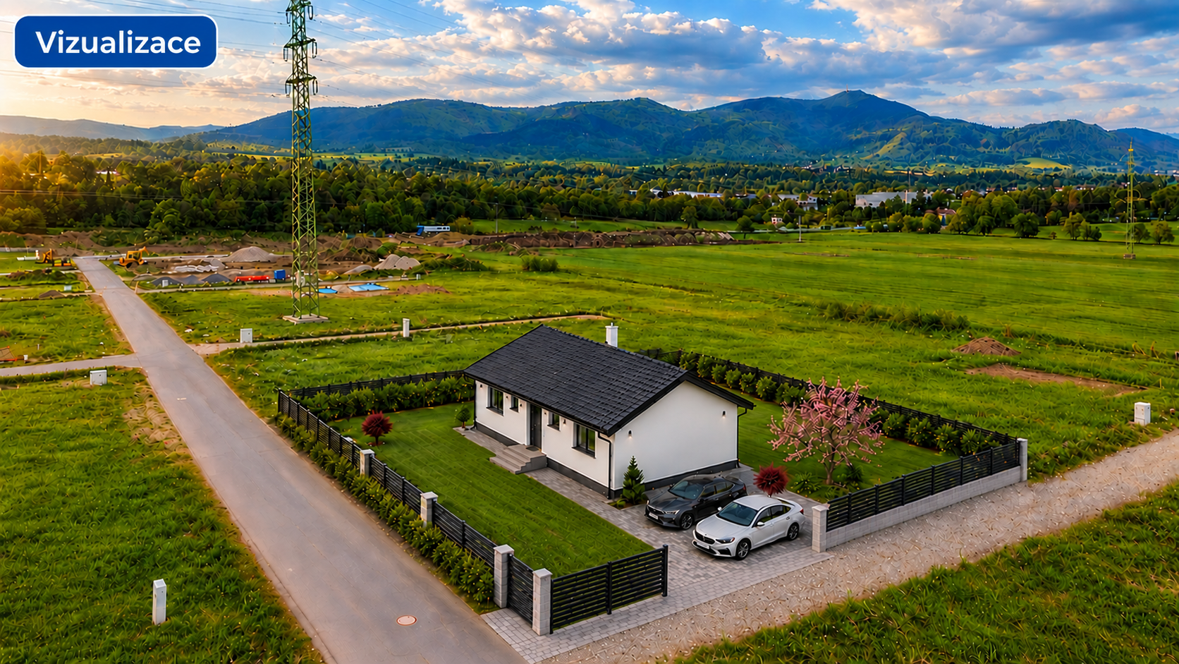 Vizualizace domu - záběr z dronu